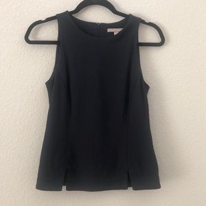 Banana Republic Sleeveless Navy Blue Jersey Slit Blouse Size 0